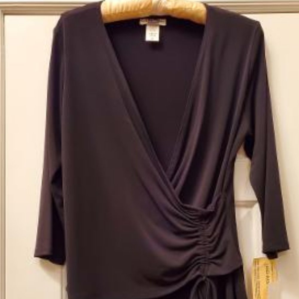 EK Designs - Black Draped Top - Size M